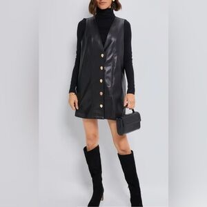 Hyacinth House
Black Faux Leather Pinafore Dress